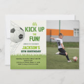 サッカーパーティー誕生日招待状（写真付） 招待状 (正面)