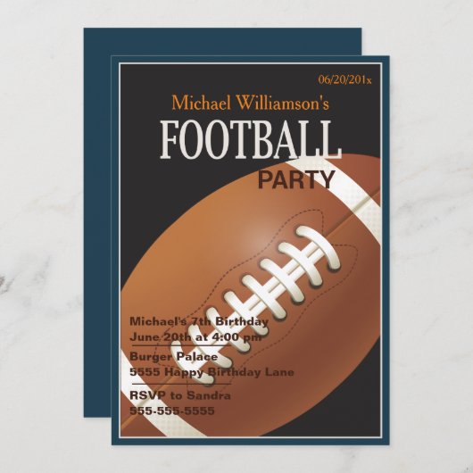 サッカーパーティー誕生日招待状 招待状 (正面/裏面)
