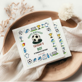 サッカーパーティー 1歳の誕生日 - 楽しい子供  スタンダードランチョンナプキン