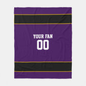 サッカーパープルとブラックパーソナライズされた フリースブランケット (正面)