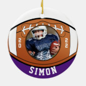 サッカーパープルホワイトチームカラー セラミックオーナメント (裏面)