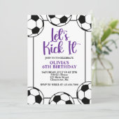 サッカーパープル誕生日 招待状 (スタンド正面)