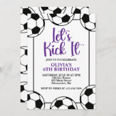 サッカーパープル誕生日 招待状 (正面/裏面)