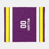 サッカーパープル、金ゴールド、白パーソナライズされた色 フリースブランケット (正面(横))