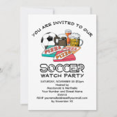 サッカービールピザサッカー時計パーティー 招待状 (正面)