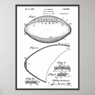 サッカーピグスキン1939青写真の特許ポスター ポスター