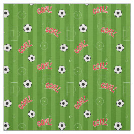 サッカーピッチゴールと緑ストライプ色 ファブリック