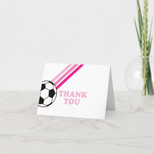 サッカーピンクストライプの誕生日 サンキューカード