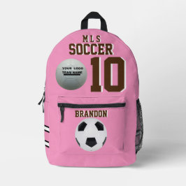 サッカーピンクバックパックパーソナライズされたピンクプレイヤーnro プリントバックパック