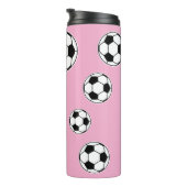 サッカーピンクパーソナライズされたキッズ新学期 タンブラー (回転右)