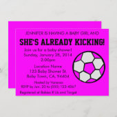 サッカーピンクベビーシャワー招待状、カスタマイズ可能 招待状 (正面/裏面)