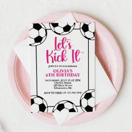 サッカーピンク誕生日 招待状