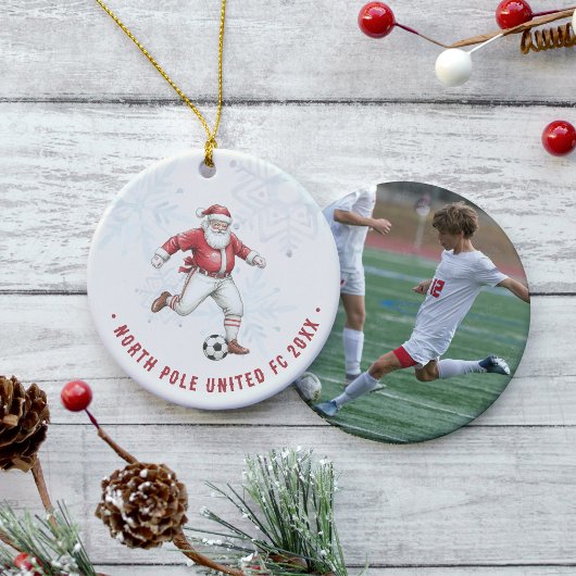 サッカーファザークリスマス 写真入り セラミックオーナメント