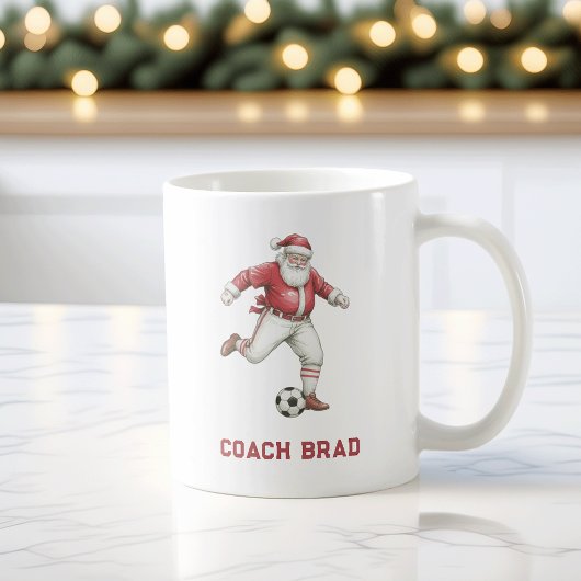 サッカーファミリーのクリスマス コーヒーマグカップ