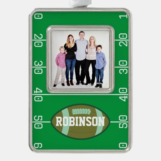 サッカーファミリークリスマス シルバープレートフレームオーナメント (正面)
