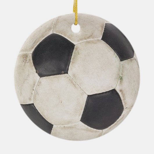 サッカーファンのギフトアイディア、サッカー選手がクリスマスを贈る セラミックオーナメント (裏面)