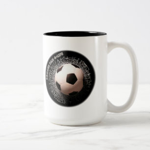 サッカーファンのサッカーボール柄マグカップ ツートーンマグカップ