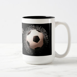 サッカーファンのサッカーボール模様コーヒーマグ ツートーンマグカップ