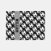 サッカーファンはパーソナライズな一流の白黒を遊ばします フリースブランケット (正面(横))