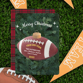 サッカーファンオーナメントカスタムフォトクリスマスカード サンキューカード