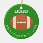 サッカーファンキッズカスタムフォトクリスマス セラミックオーナメント (正面)