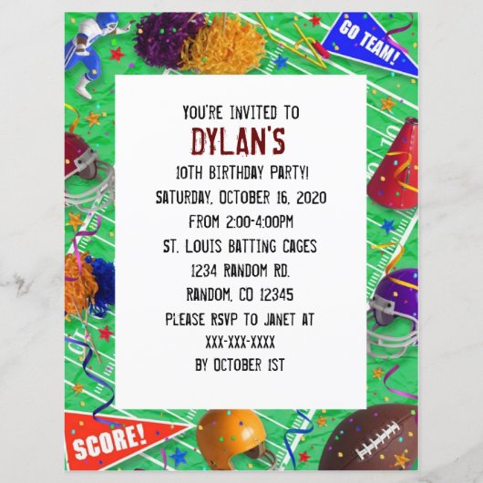 サッカーファンテーマバースデーパーティ招待状 (正面)