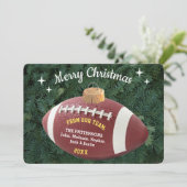 サッカーファンパーソナライズされたオーナメントクリスマスカード サンキューカード (スタンド正面)