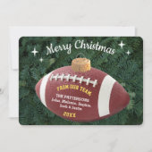 サッカーファンパーソナライズされたオーナメントクリスマスカード サンキューカード (正面)