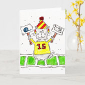 サッカーファン子猫グリーティングカード カード (黄色い花)