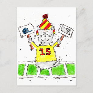 サッカーファン子猫葉書 ポストカード