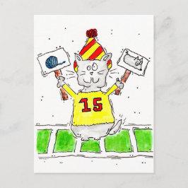 サッカーファン子猫葉書 ポストカード