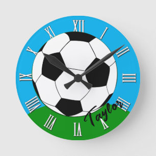 サッカーファン用モノグラムの時計/サッカー ラウンド壁時計