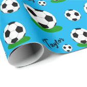 サッカーファン、ボール、名前をカスタムするのラッピング紙 ラッピングペーパー (ロールコーナー)