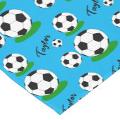 サッカーファン、ボール、名前をカスタムする用ホームデコール ショートテーブルランナー (コーナー)