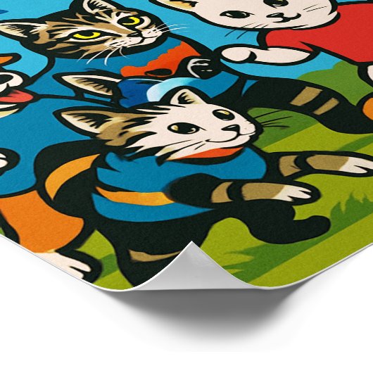 サッカーファン 動物モチーフの壁アート装飾 ポスター (角)