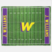 サッカーファン|名前をカスタムすると色|紫 フリースブランケット (正面(横))