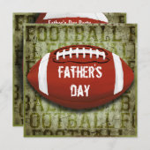 サッカーファーザーズデイパーティーヴィンテージグリーングランジ 招待状 (正面/裏面)