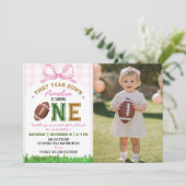 サッカーファーストイヤーガール1歳誕生日写真 招待状 (スタンド正面)