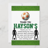 サッカーファーストイヤーダウン 1歳の誕生日パーティー サンキューカード (正面)