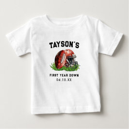 サッカーファーストイヤーダウン 1歳誕生日 ベビーTシャツ