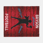 サッカーファーストダウンズタッチダウンズレッドウッド フリースブランケット (正面(横))