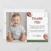 サッカーファーストバースデー写真ありがとうカード サンキューカード (正面)