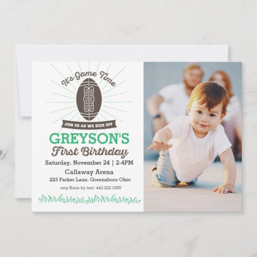 サッカーファースト誕生日フォト招待状 招待状 (正面)