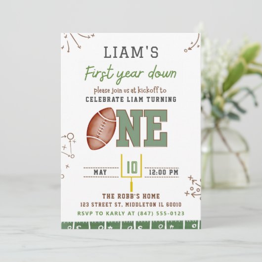 サッカーファースト誕生日招待状、編集可能スポーツ 招待状 (スタンド正面)