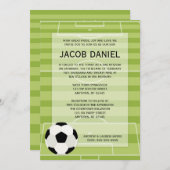 サッカーフィールドをテーマにしたバー(ユダヤ教の)バル・ミツバー招待状 招待状 (正面/裏面)