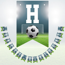 サッカーフィールドサッカースポーツハッピーバースデー バンティングフラッグ