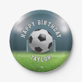 サッカーフィールドサッカースポーツハッピーバースデー ペーパープレート (正面)