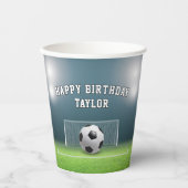 サッカーフィールドサッカースポーツハッピーバースデー 紙コップ (正面)