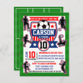 サッカーフィールドサッカーボーイズ誕生日パーティー 招待状 (正面/裏面)