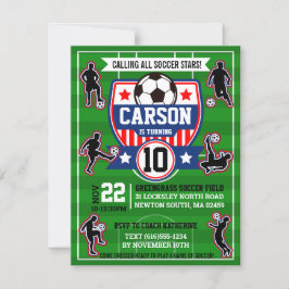サッカーフィールドサッカーボーイズ誕生日パーティー 招待状